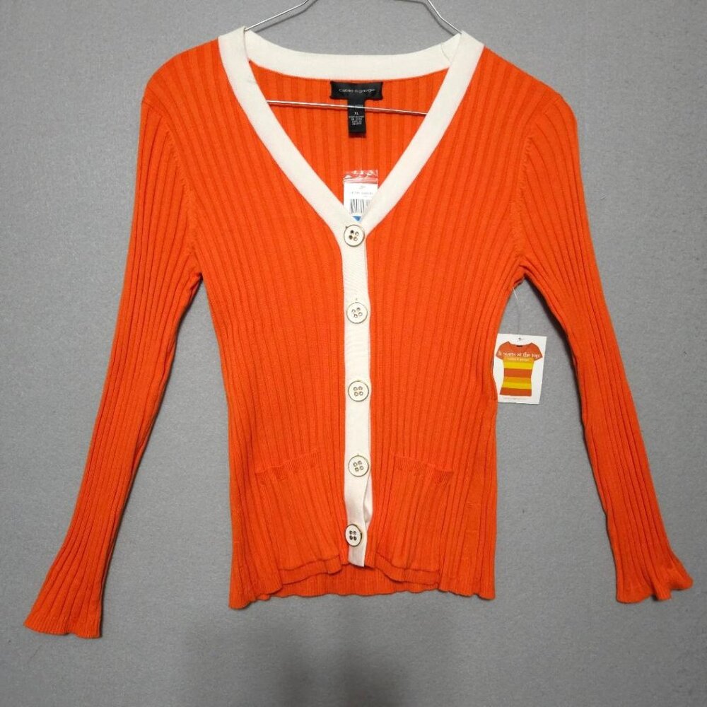 NWT Y2K Button Front Ribbed Fitted Top Cable & Gauge Sz Large